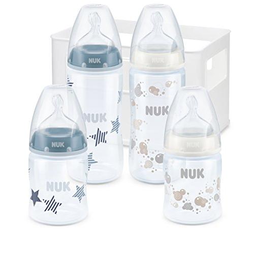 Nuk First Choice Plus Set mit 4 Anti-Colic Babyflaschen inklusive Silikon-Trinksaugern und Flaschenbox, 1 Stück, 2 x 150 ml/2 x 300 ml