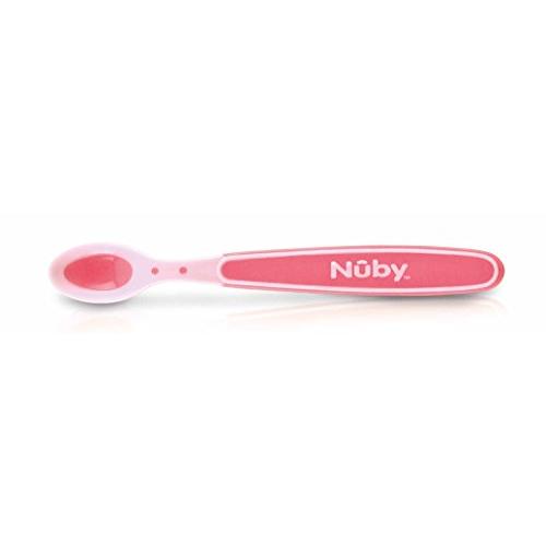 Nûby ID5235PINK Wärmesensorlöffel aus Silikon - Inhalt: 3 Stück, Rosa, Ab 3 Monate