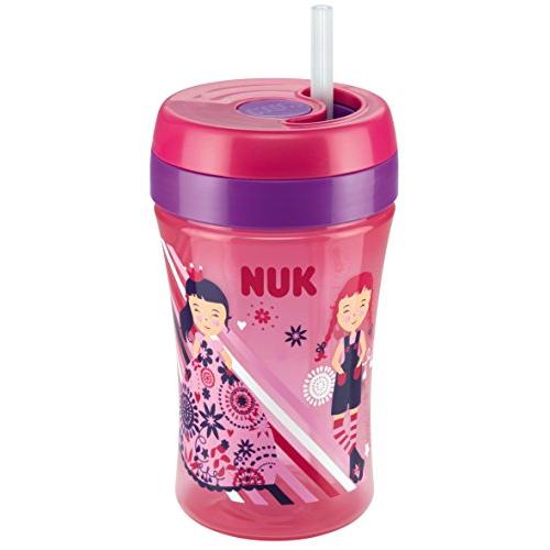 NUK Easy Learning Cup Fun mit versenkbarem Trinkhalm aus Silikon, ab 18 Monaten, 300 ml