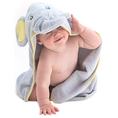 Little Tinkers World Baby-Badetuch / Kapuzenhandtuch im Elefanten-Design – 100% Flauschige Baumwolle – Perfekt als Geschenk für Neugeborene, Säuglinge, Kleinkinder, Mädchen & Jungen, 75x75 cm