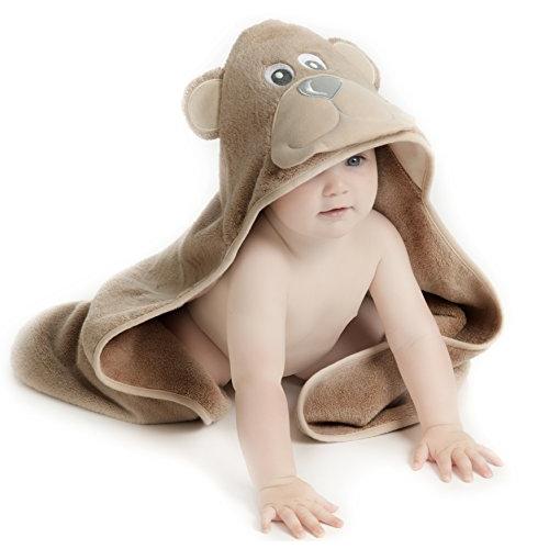 Little Tinkers World Baby-Badetuch / Kapuzenhandtuch im Bär -Design – 100% Flauschige Baumwolle – Perfekt als Geschenk für Neugeborene, Säuglinge, Kleinkinder, Mädchen & Jungen, 75x75 cm