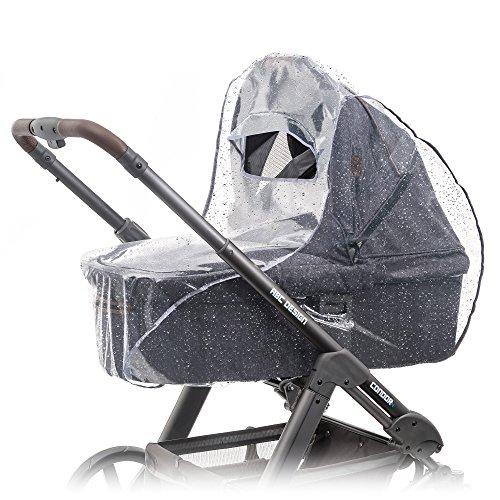 Universal Komfort Regenschutz für Kinderwagen / Babywannen (z.B. Hauck, Hartan, ABC-Design uvm.) | Gute Luftzirkulation, Sichtfenster mit Vordach, Schadstofffrei