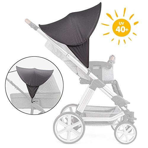 Zamboo Kinderwagen Sonnenschutz Universal - Baby Sonnenverdeck für Buggy & Sportwagen | XL Pop-Up Sonnendach mit UV Schutz 40+ und Tasche - Grau